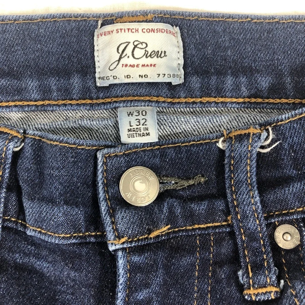 J Crew Jeans Men's Size 30 x 32‎ Denim Blue 250 Skinny Kurabo Japanese (30x29.5)